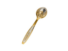 Серебряная кофейная ложка с позолотой и резным узором на черпачке и ручке «Астра»